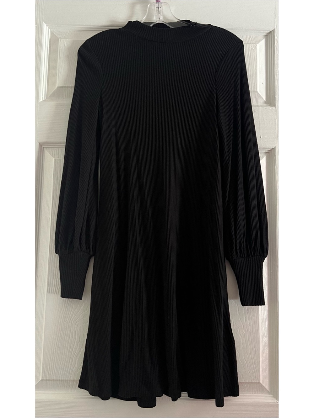 Express Black Ribbed Long Sleeve Black Dress